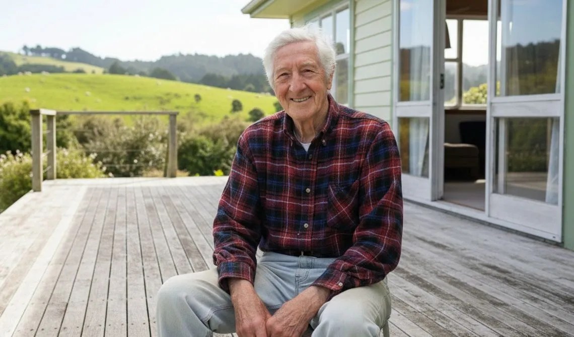 Danny sitting on the deck of his East Coast farmhouse